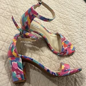 Watercolor Print Block Heel 3”